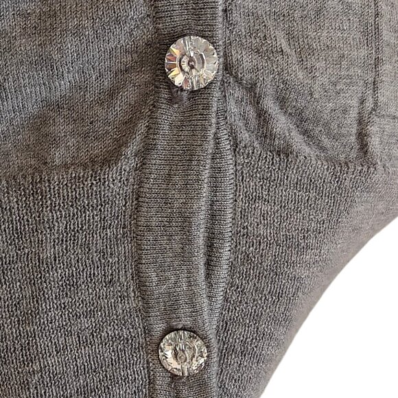 Isabelle Wen 100% Grey Cashmere Crystal Buttons Cardigan S - Picture 4 of 8